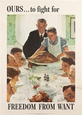 NORMAN ROCKWELL (1894-1978).  [THE FOUR FREEDOMS / SATURDAY EVENING POST]. Group of 6 posters. 1940s-1950s. Each 28x20 inches, 71x50¾ c